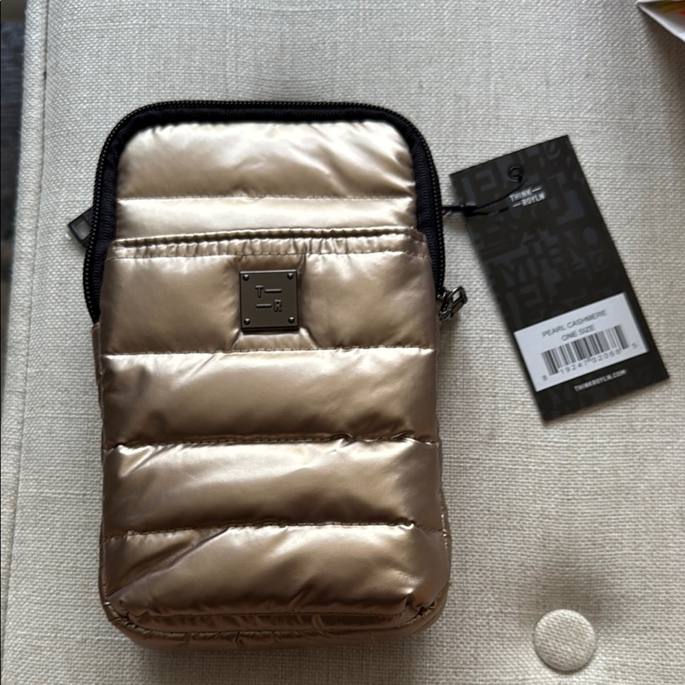 THINK ROYLN Gold Quilted Crossbody Bag pearl cashmere color